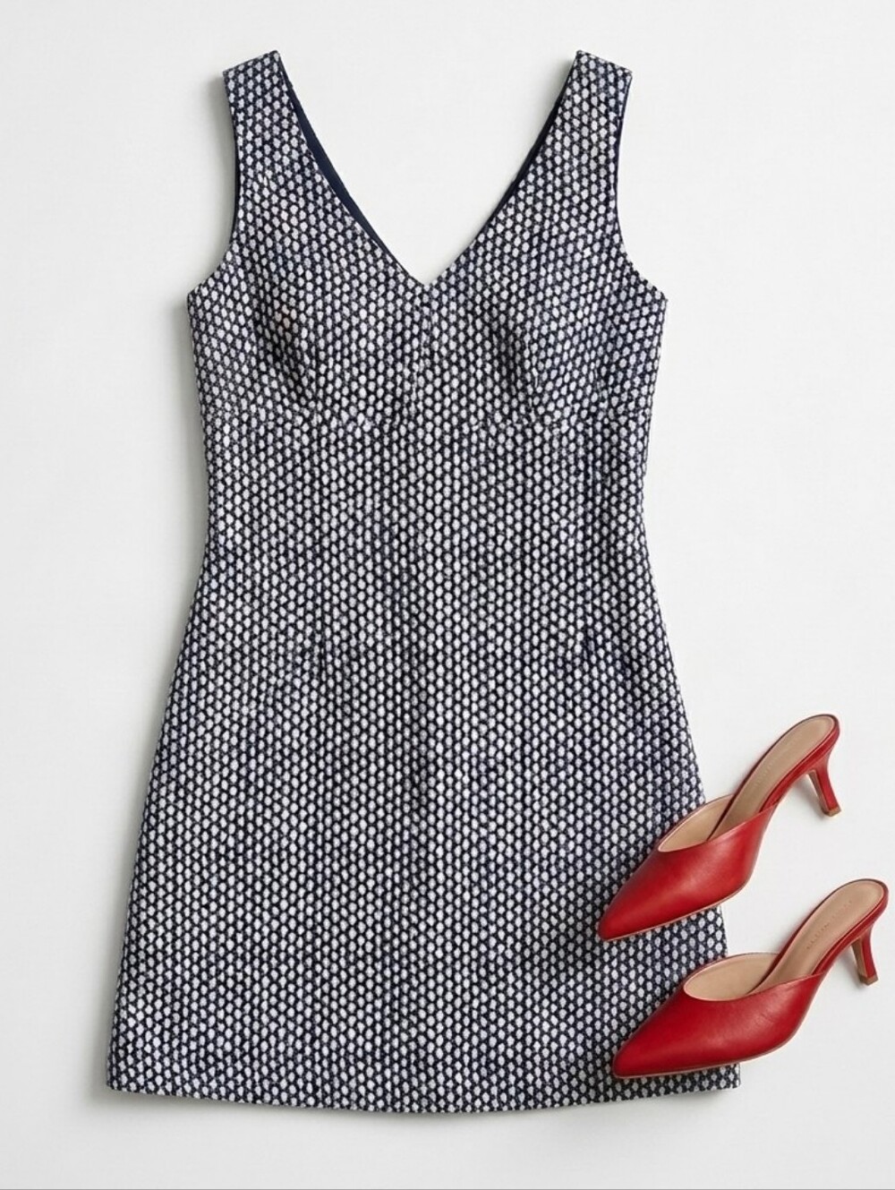 J. Crew Navy and Cream Midi Dress